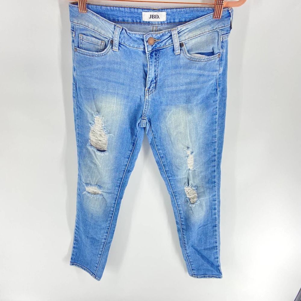 Just Black Denim Light Wash High Rise Distressed Skinny Jean Pant womens 26